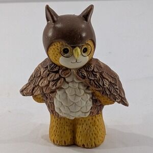 Vintage 1991 Lucy Rigg Enesco Owl Feathered Bear Hand Painted Porcelain‎ Rare